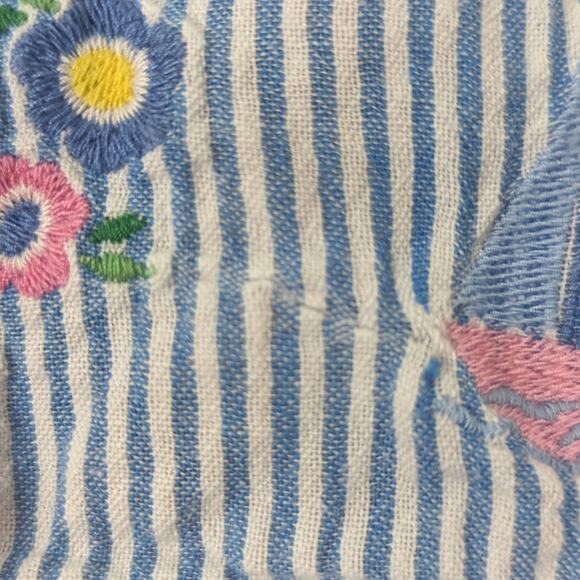 Jojo Maman Bebe Top Girls Size 18-24m Blue Stripe Sailboat Smocked - Picture 4 of 6